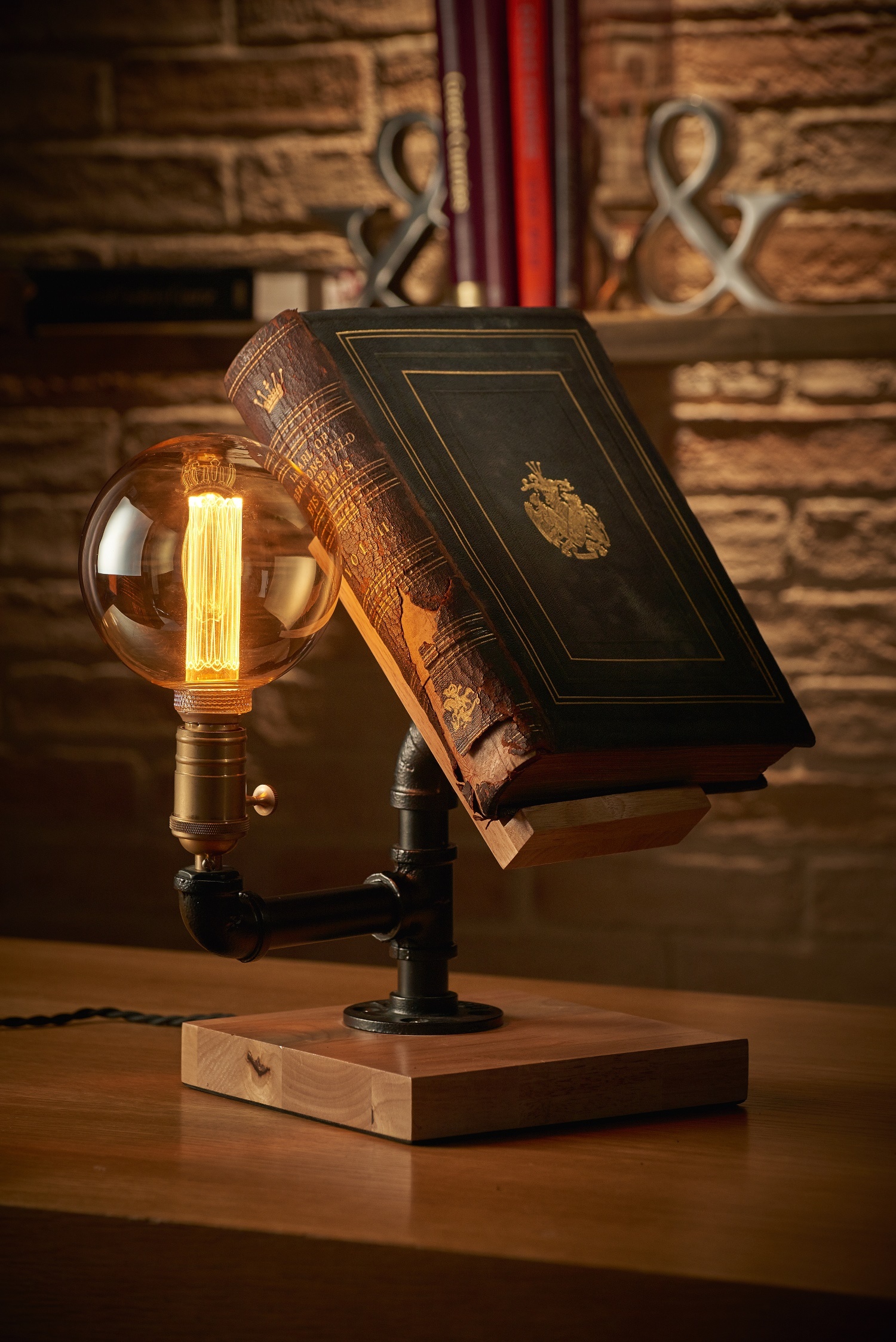 Auraglow Steampunk Industrial Effect Book Stand Table and Desk Lamp eBay