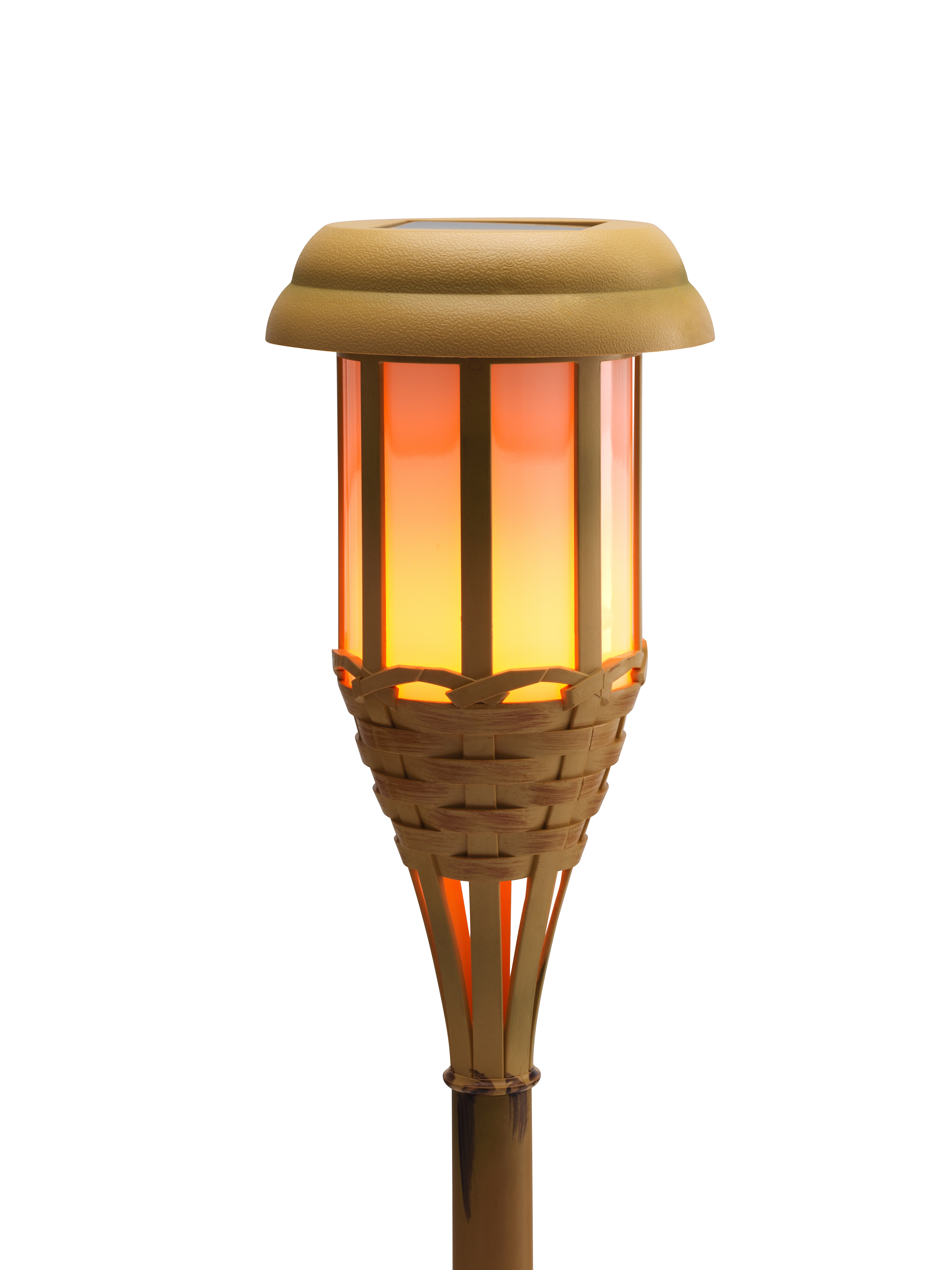 Auraglow Solar Bamboo LED Outdoor Garden Flame Tiki Path Post Light Torch  Lamps