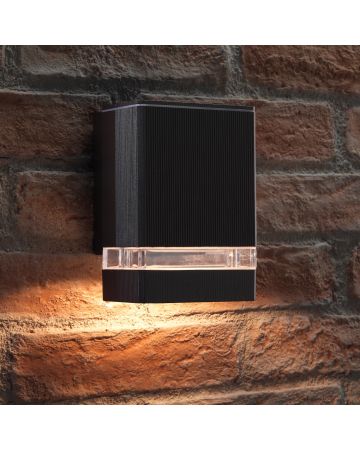 Auraglow Indoor / Outdoor Up or Down Wall Light - Black - Warm White LED Bulbs Included