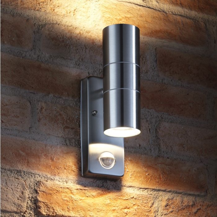 Auraglow PIR Motion Up & Down Outdoor Wall Security Light - Stainless Steel - LED Lighting
