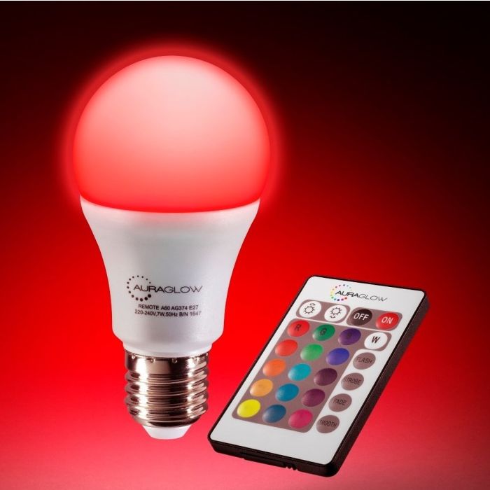 AURAGLOW 10w Remote Control Colour Changing LED Light Bulb - E27